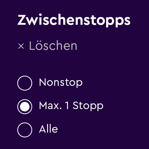 Filteroption: Zwischenstopps