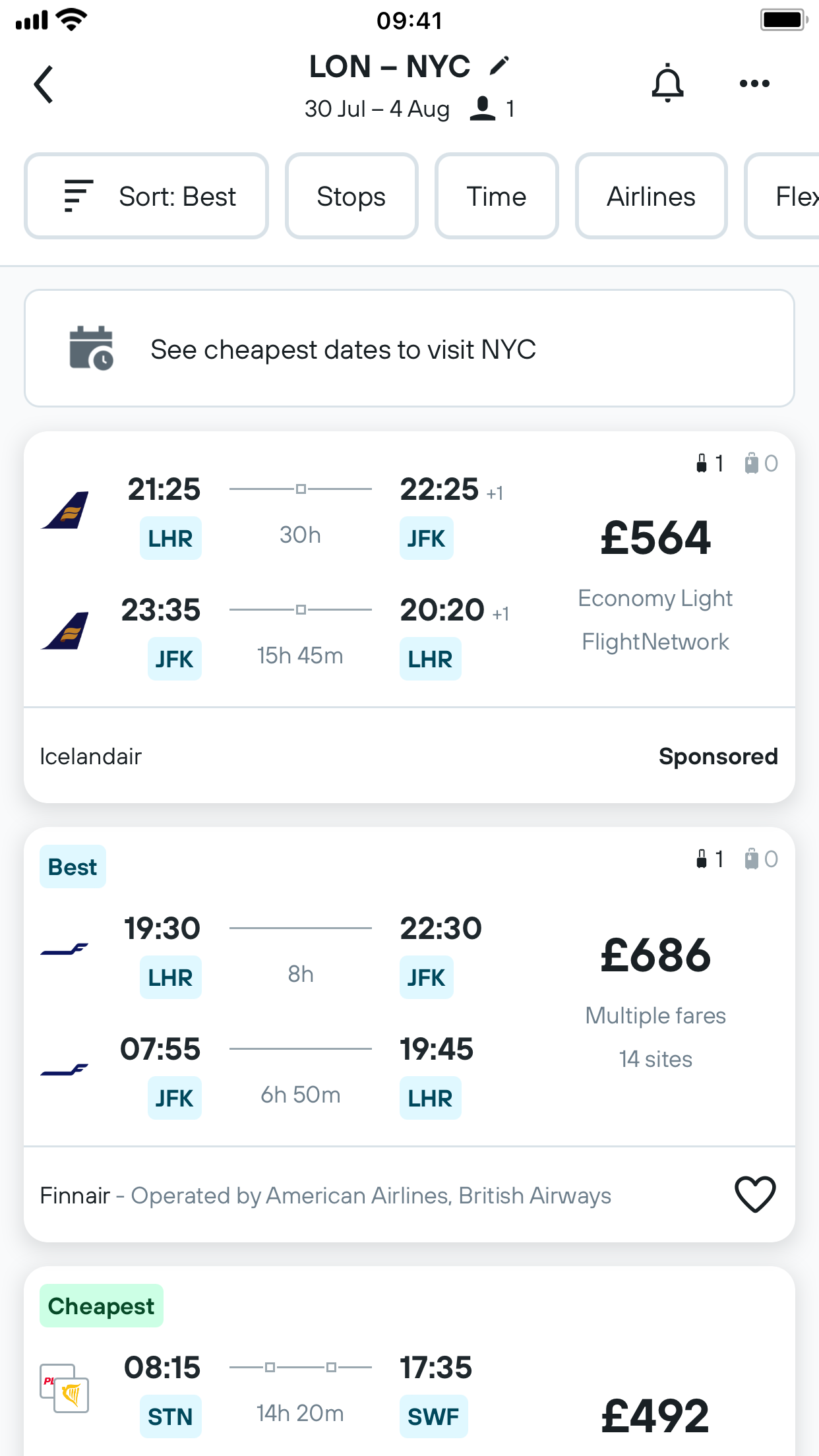 Kayak flights search deals