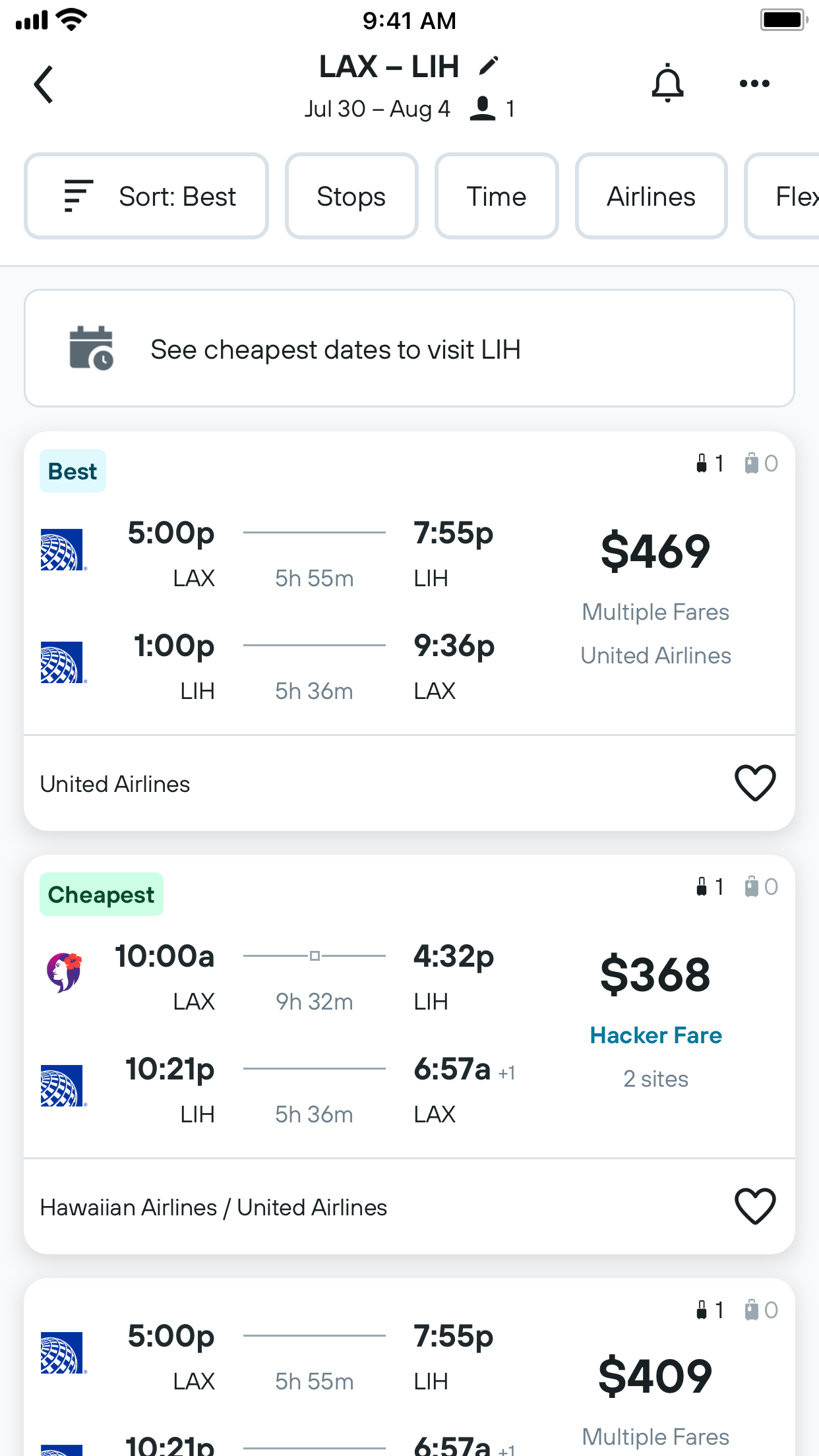 KAYAK Mobile on iOS and Android search for cheap flights hotels