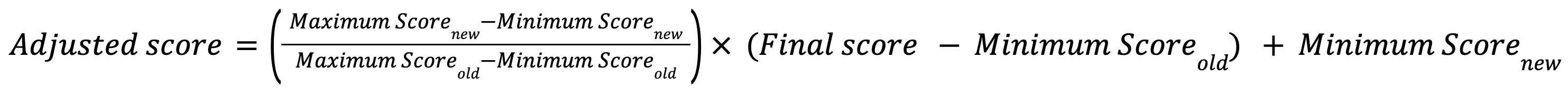 Hotel score adjustment formula