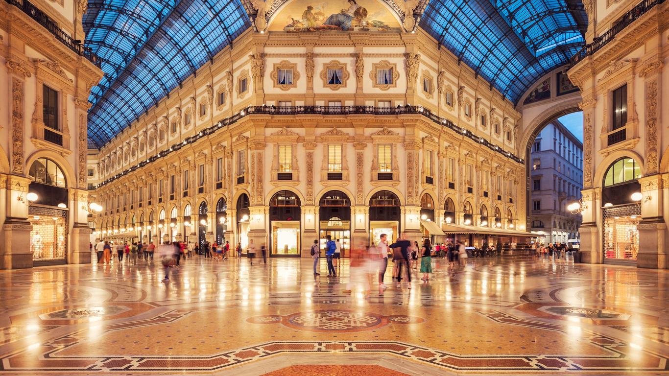 Unique elevated view of Galleria Vittorio Emanuele II in Milan on