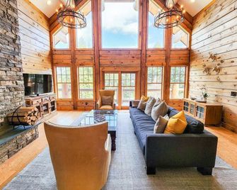 Ridge House - Modern Log Home Nestled on top of a Private Mountain - Waitsfield - Obývací pokoj