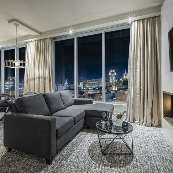 Living room view of Le Capitole Hotel