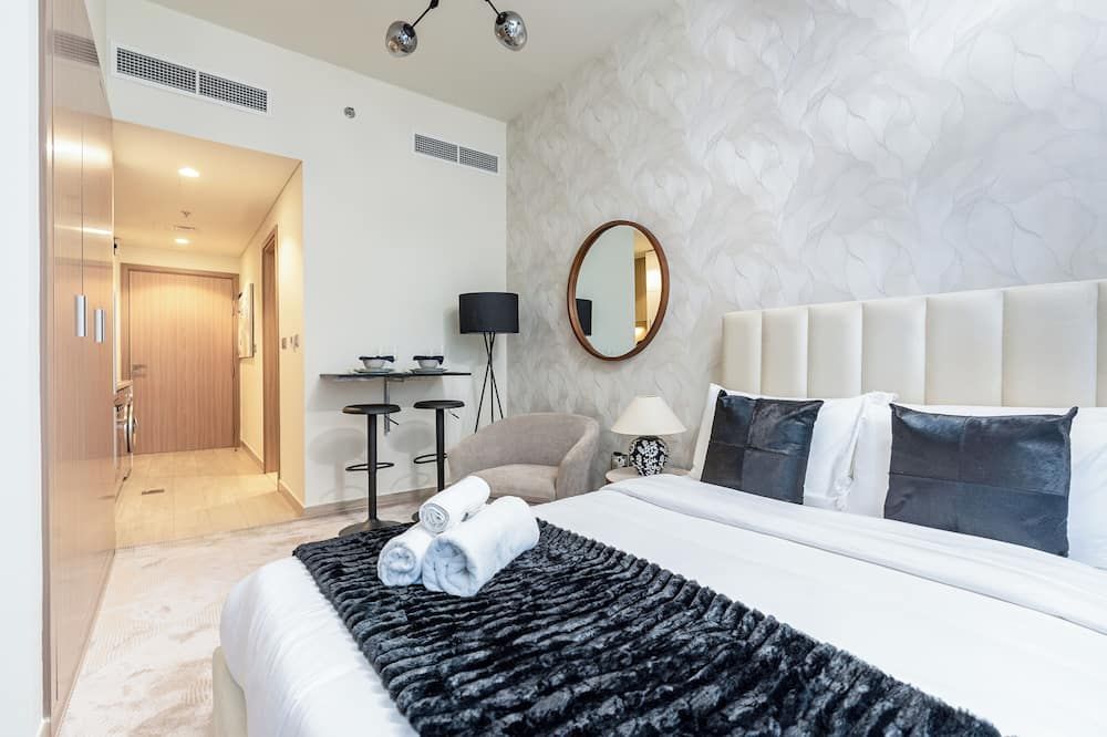 Nasma Luxury Stays - Cozy Urban Studio at Azizi Riviera 43 in Meydan - Dubai - Schlafzimmer
