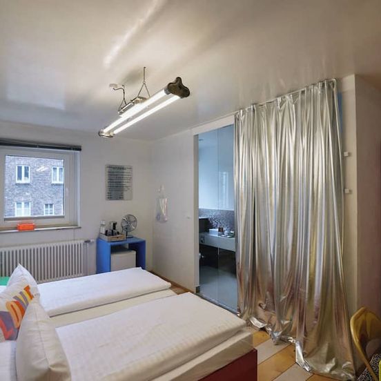 Bedroom view of 18Arts Hotel - Living in a Gallery!