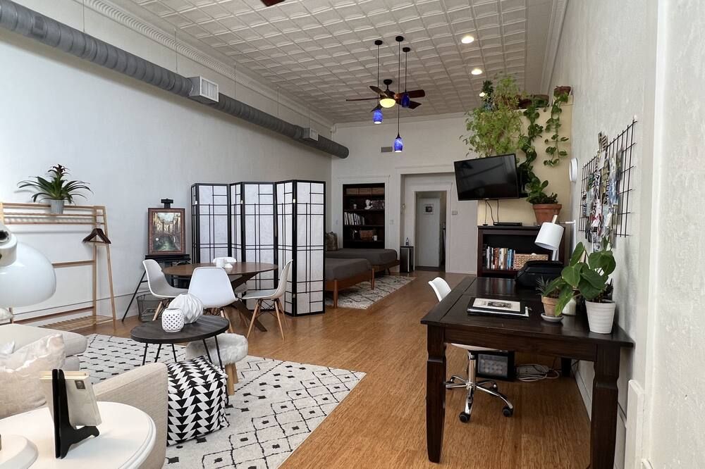 Gorgeous loft in historic building near HPU, restaurants, shops. - Brownwood - Wohnzimmer