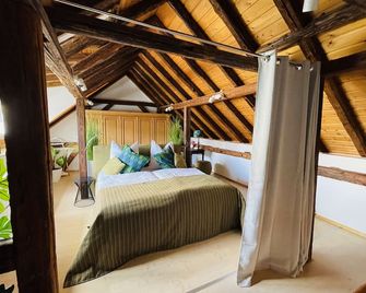 Historic vacation home on the Main, 110 sqm, large terrace, modern and renovated - Wiesbaden - Schlafzimmer