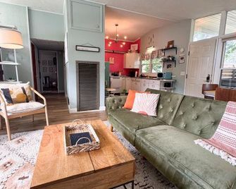 Mid-Century Modern Themed Home with Outdoor Hot Tub - Vermilion - Living room