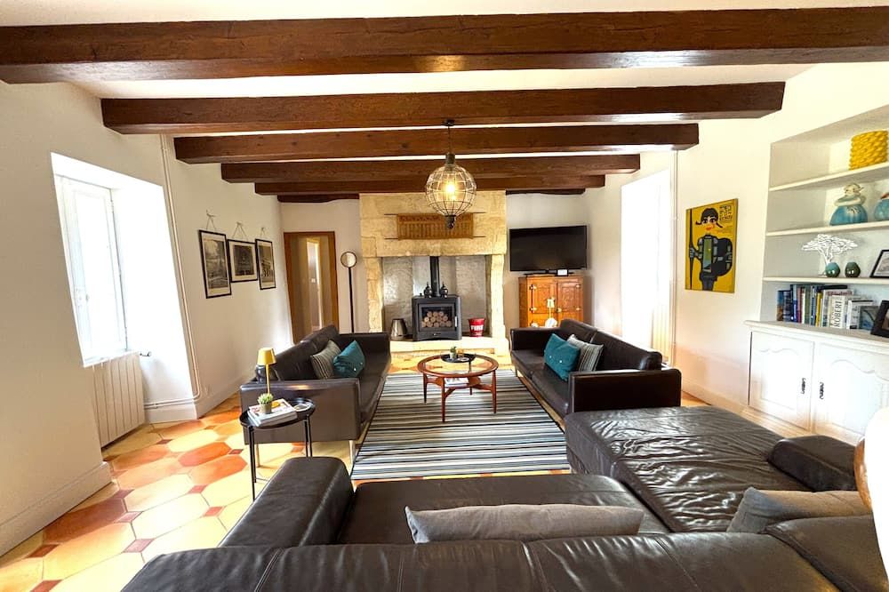 NEW magnificent stone property with private pool & mature garden - Le Bugue - Wohnzimmer
