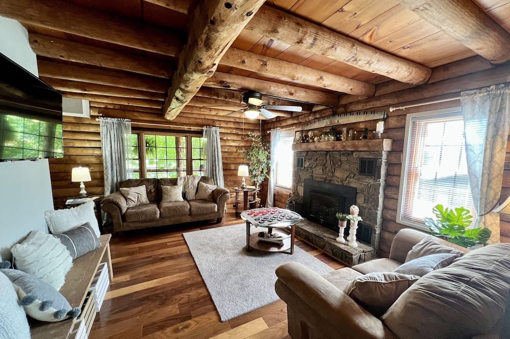 Living room view of Cabin on Main- Cozy Downtown Burnsville!