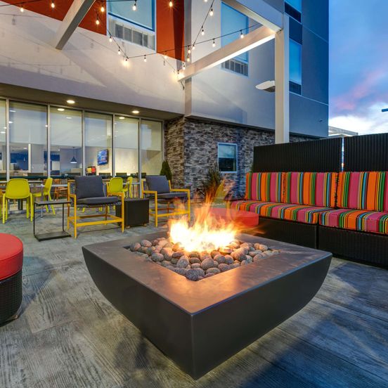 Patio view of Home2 Suites by Hilton Tulsa Airport
