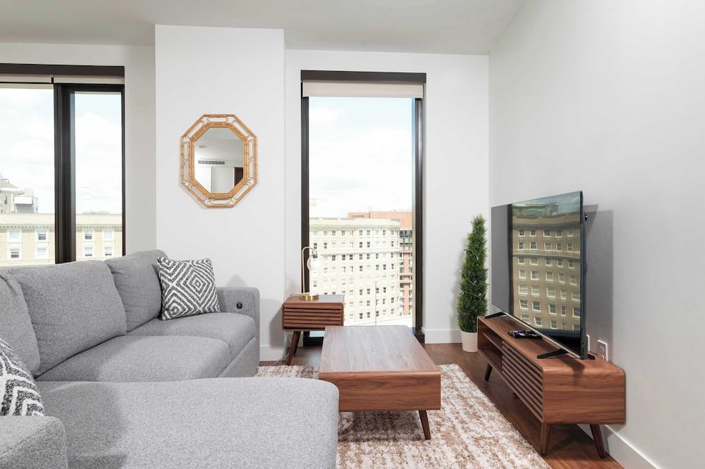 Back-Bay Lux Central 2BR Condo with Rooftop and Parking - בוסטון - סלון