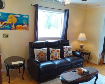 Legal 1 bedroom suite in quiet / mature area,close shopping plaza and traffic. - Red Deer - Living room