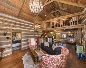 Buckhorn Cabin | 1/1 w/ Loft | King Beds | Hot Tub | Walk to Main | Indoor Seasonal Fireplace - Fredericksburg - Sala de estar