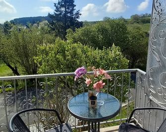 Eifel Urlaub mit Hunden Ferienhaus Schwalbennest Schalkenmehren - Schalkenmehren - Balkon