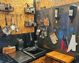 Shipping Container RV w Doghouse and Solar - White Pine - Kitchen