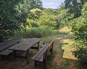 Vacation apartment with natural garden on the outskirts of the village. Nearest bathing area and forest edge 500m - Templin - Innenhof