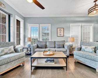Spacious Balcony and Elegant Living Area - Stunning Coastal Retreat - Rosemary Beach - Living room