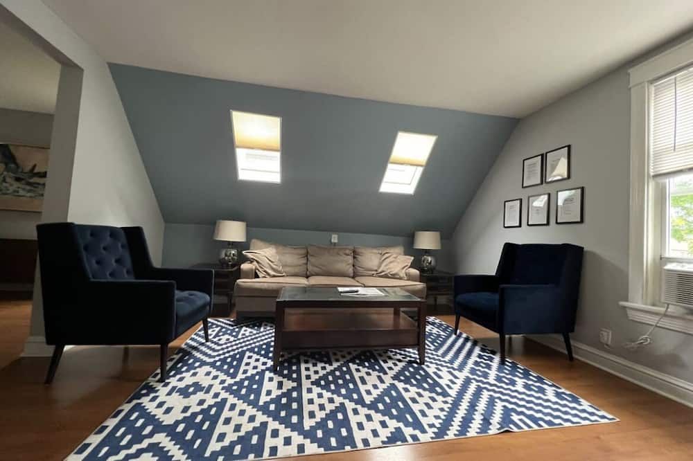 Living room view of Quiet, family getaway. Puppers welcome!