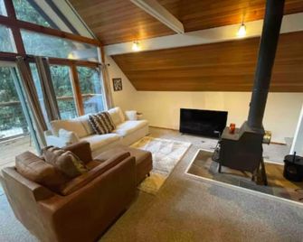 Private 2BR Creekside Chalet w/ Wood Stove! - Sedro Woolley - Living room
