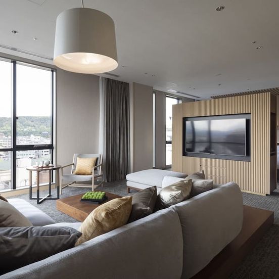 Living room view of Cross Hotel Kyoto
