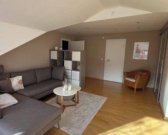 Fantastic top floor apartment with balcony and direct forest view - Weibersbrunn - Huiskamer