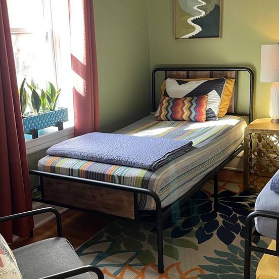 Bedroom view of Large, sunny 3 bedroom apartment two blocks from down town Oak Park.