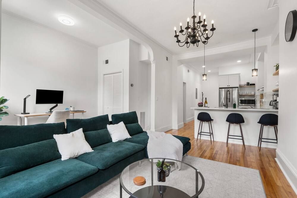 Bright Brownstone w Terrace+View - Boston - Living room