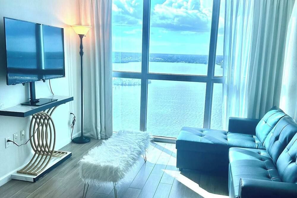 Living room view of Luxe Penthouse Waterfront Loft