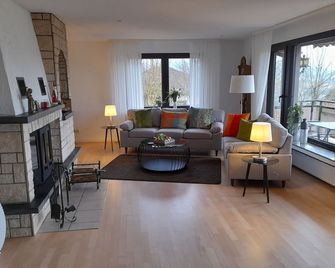 Sorpesee vacation home by the lake with outdoor and indoor fireplace in Sauerland - Sundern - Wohnzimmer