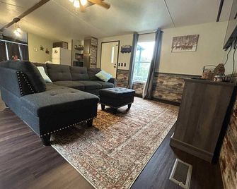 Charming 2-bedroom country mobile home with game room, hot tub, seasonal pool - Fredericktown - Living room