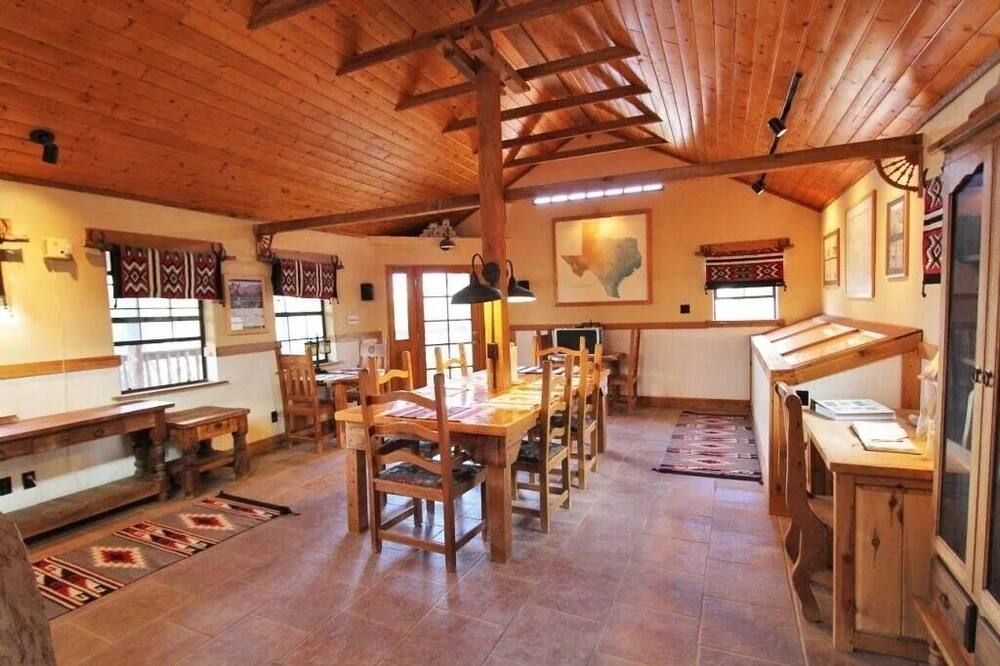Dining room view of Big Bend Lodging at Ten Bits Ranch | Room #2 (The School House)