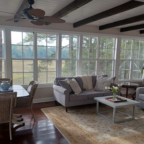 Living room view of Peace on the Brewers River.