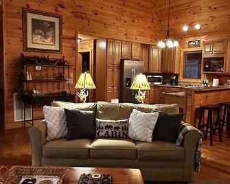 Cabin with amazing long-range mountain views, hot tub, fire pit, EV connection - Boone - Living room