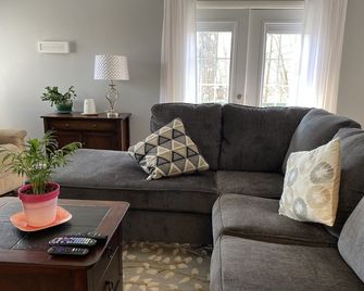 Private, peaceful mountain cabin in the woods with pretty views and sunsets. - Hayesville - Living room