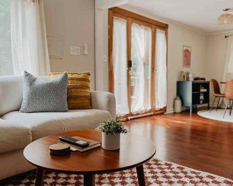 Creek Side Cabin with Wood Fired Hot Tub and Fire Pit - New Milford - Living room