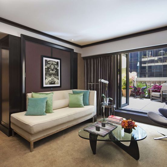 Living room view of The Chatwal