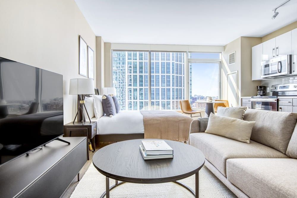 Luxe North Station Studio w/ Gym & W/D, near TD Garden, by Blueground - Boston - Living room