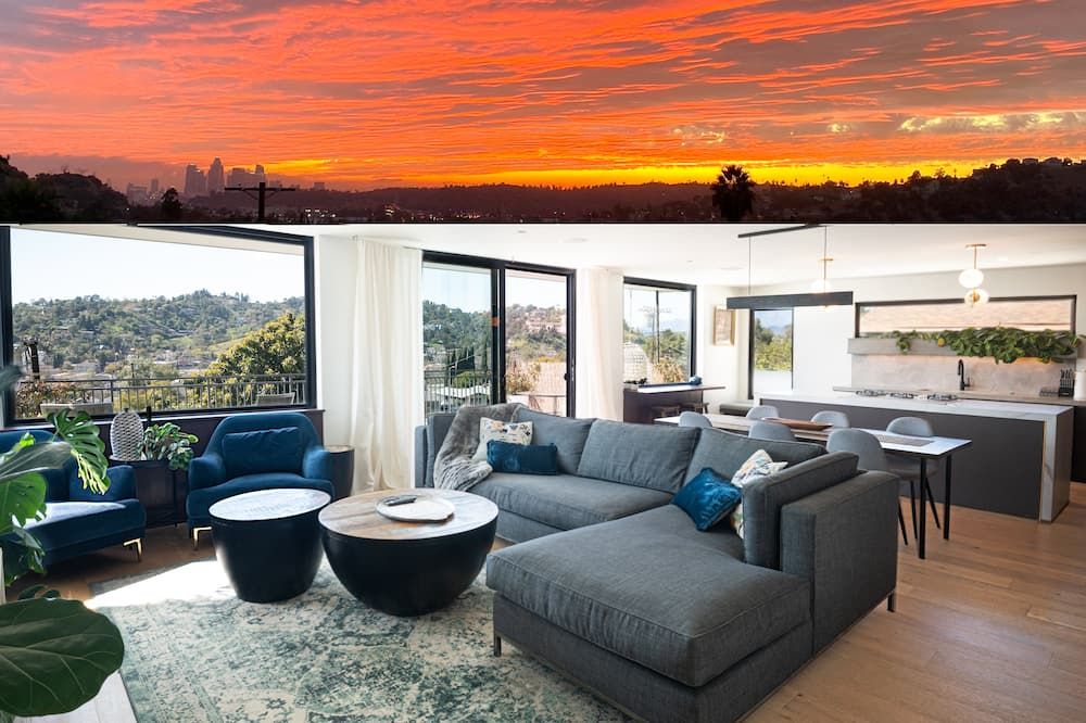 LA Hillside House dramatic views, super clean. 2bed/2bath - לוס אנג'לס - סלון
