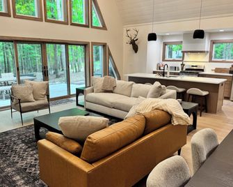 Scenic 3-bedroom Aframe with WiFi and AC on Three Lakes Chain - Three Lakes - Living room