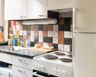 Cozy green studio w/WiFi, A/C, next to train & tram. Pet friendly! - Helsinki - Kitchen