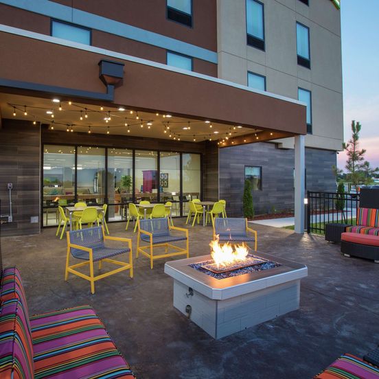 Patio view of Home2 Suites by Hilton Owasso