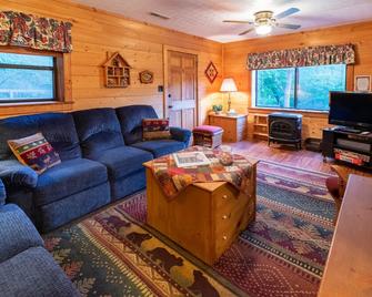 Log Cabin With Large Open Deck, Seasonal Fireplace & Picnic Gazebo! - Bryson City - Obývací pokoj