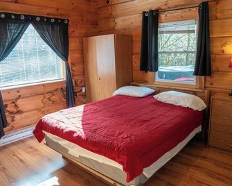 Secluded log cabin, fireplace, wi-fi, hot tub on deck!! - Stanley - Bedroom