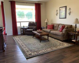 The Grand! Furnished, 1435 Sf, 2 Bedroom Split Floor-Plan, Private Patios! - Surprise - Living room