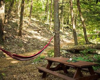 Cozy,Tiny cabin with Comfort tucked away in forest by the water with own Hot Tub - Newport - Patio