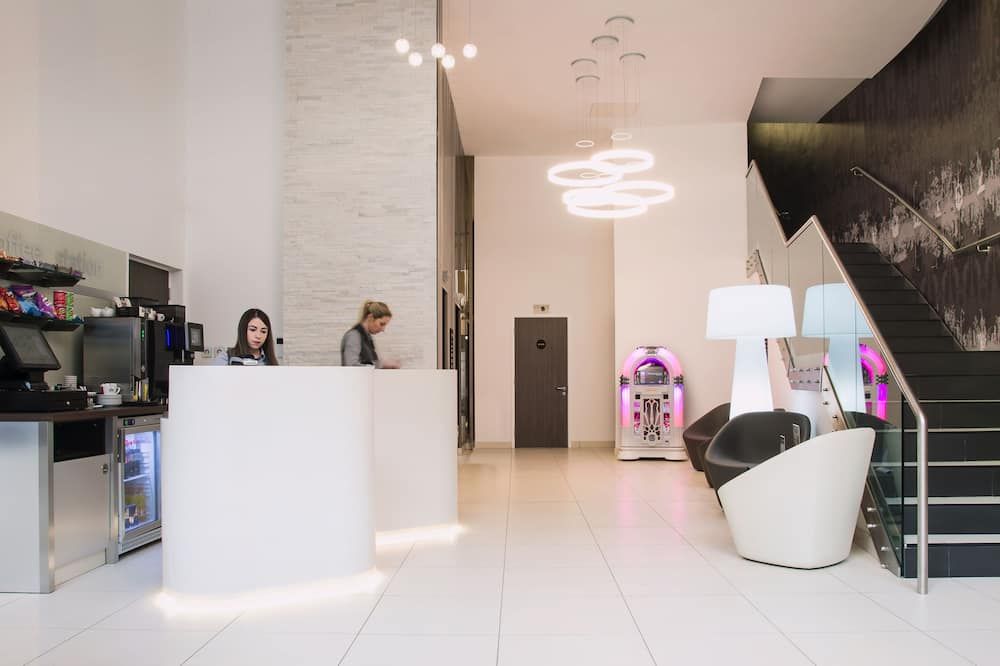 Front desk view of Point A Hotel Glasgow