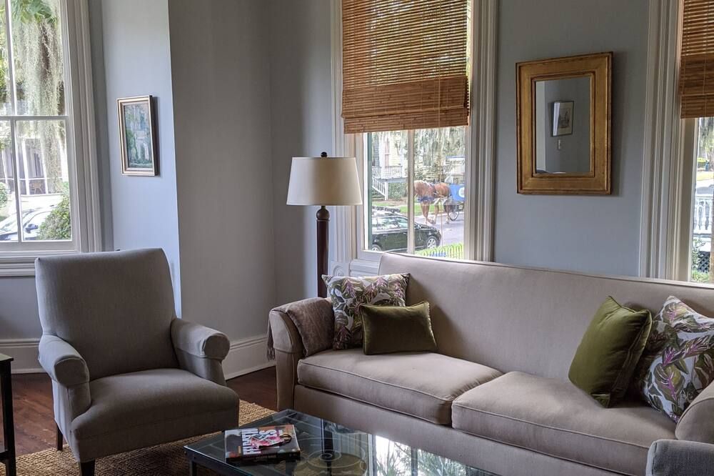 Living room view of Historic home centrally located on The Point in Beaufort's Historic District