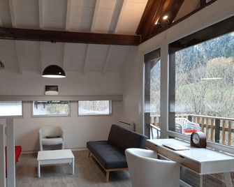 Chalet in Private Residence with Pool in Thollon les Mémises near Evian - Thollon-les-Mémises - Living room