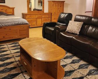 Studio w/3 beds, 1 Queen, two twin, couch, pellet stove, full amenities, shower. - Hanover - Living room